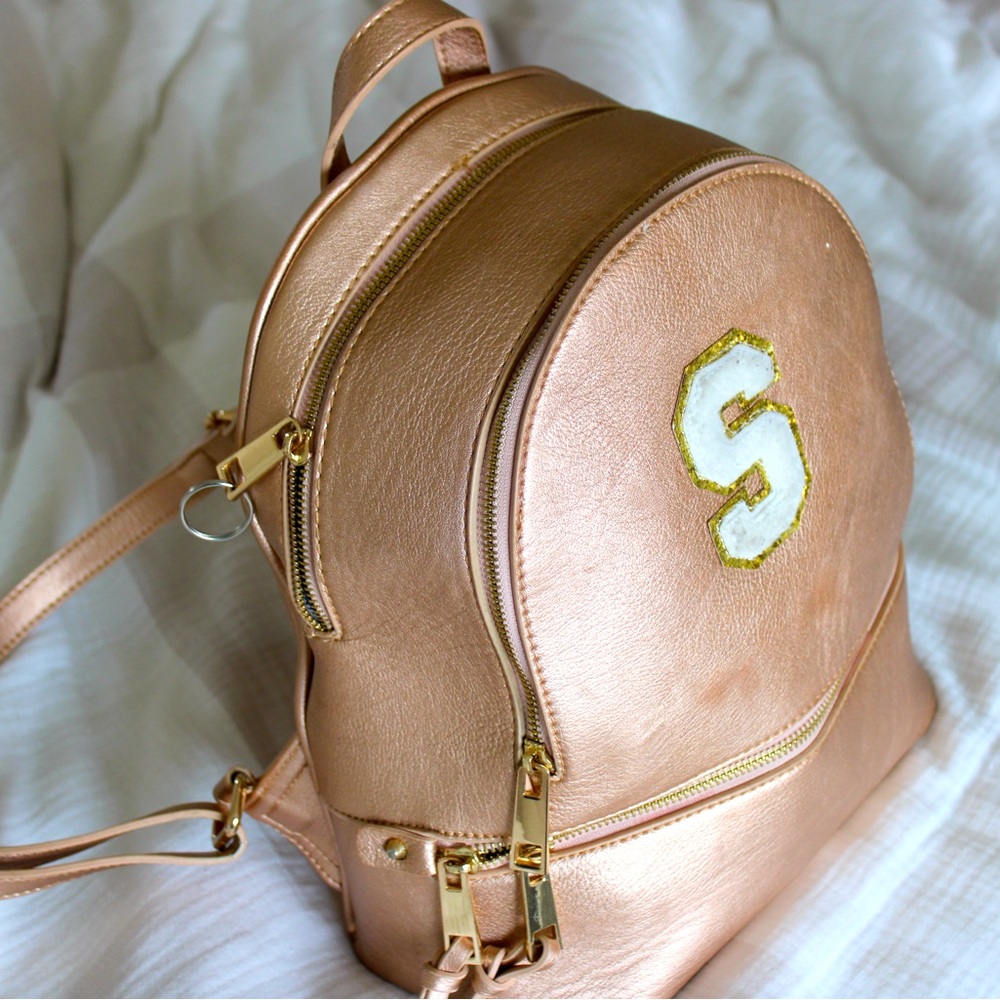 Judith March S Letter Mini Backpack Rose Gold